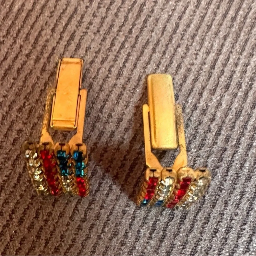 Vintage American flag crystal cuff links men’s jewelry USA
